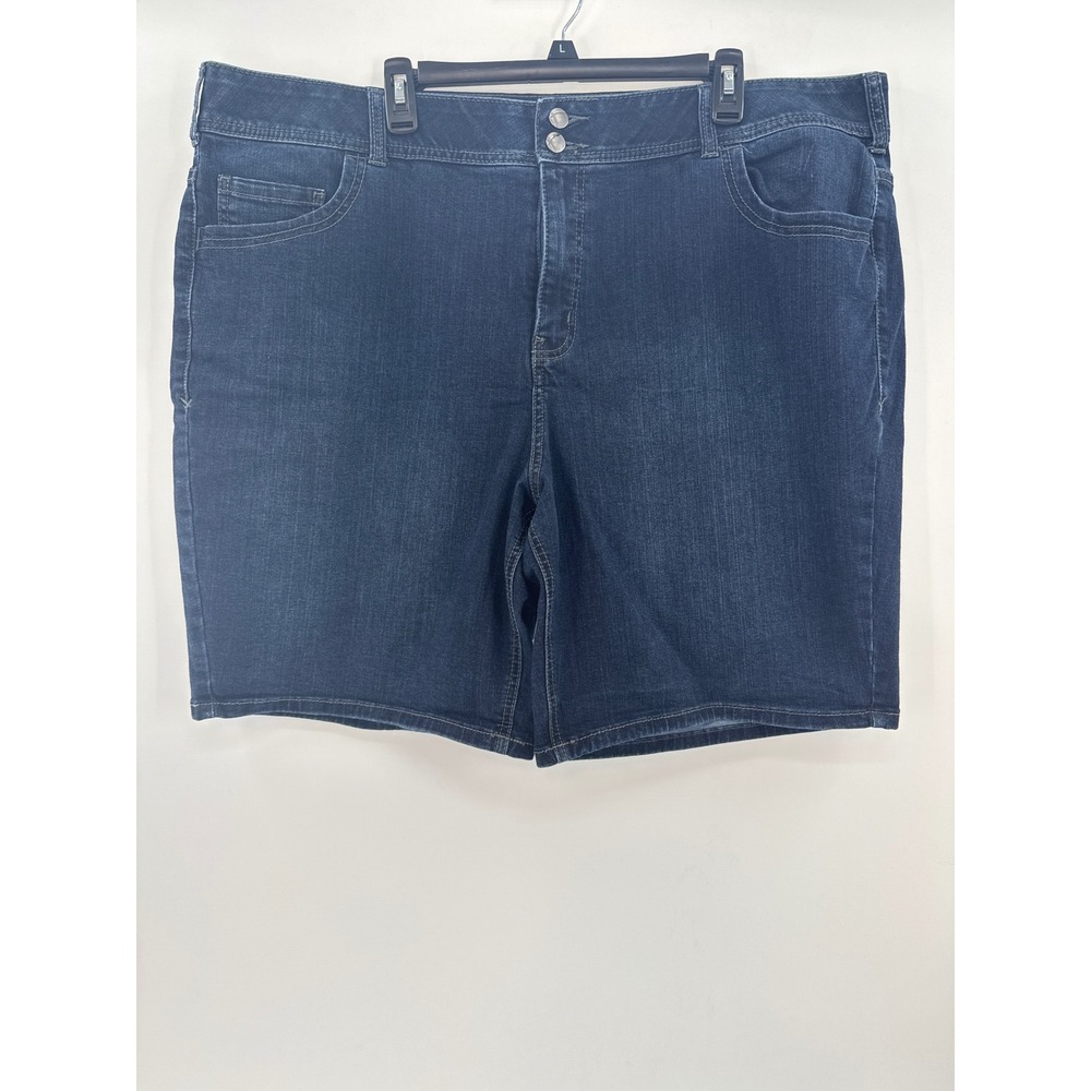 Lane Bryant Bermuda‎ Denim Shorts Dark Wash Tighter Tummy Technology Womens 26